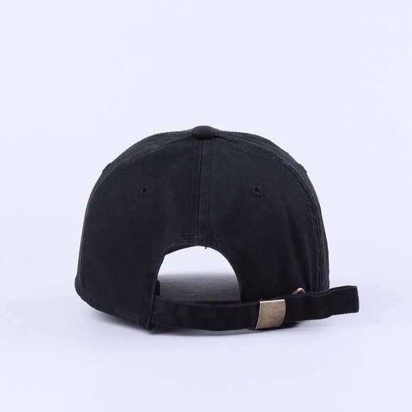 Unisex Black Baseball Cap Cotton Soft Fits Washed Denim Adjustable Hat - Picture 3 of 7